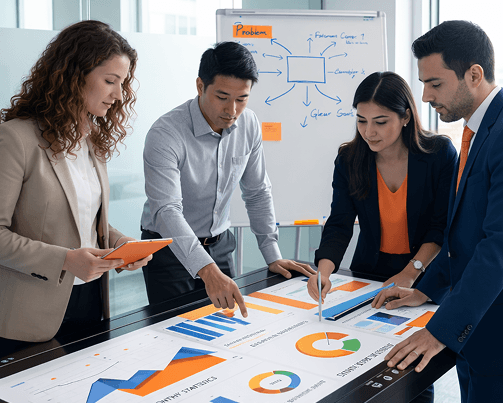 Security team collaborating on strategy