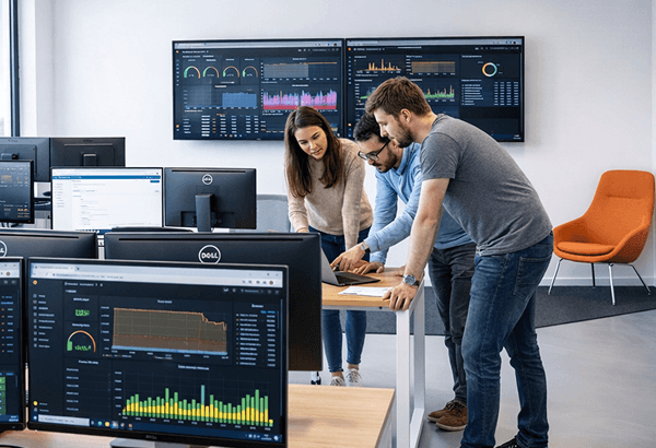 Security analysts collaborating on threat detection