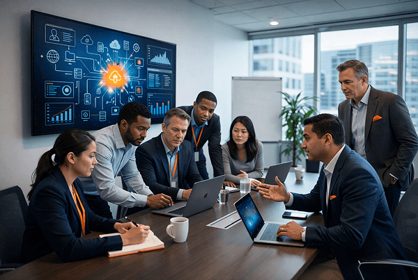 Team conducting crisis simulation tabletop exercise
